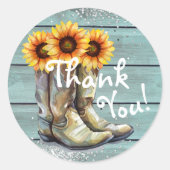 Sticker Rond Merci Russe Pays Ouest Bottes de tournesol (Devant)