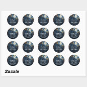 Sticker Rond Merci Rustique Bleu Bois Blanc Floral Mariage (Feuille)