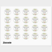 Sticker Rond Merci Rustique Bois Aquarelle Succulent Cactus (Feuille)