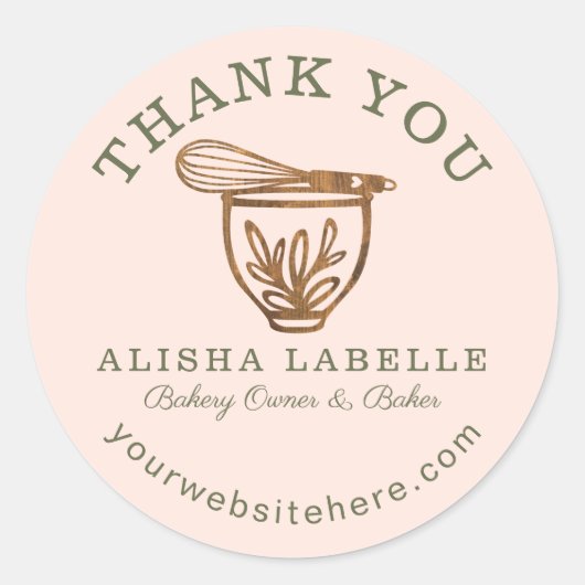 Sticker Rond Merci Rustique Bois Boulangerie Stand Mixer Clas (Devant)