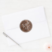 Sticker Rond Merci rustique en bois (Enveloppe)