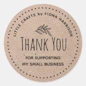 Sticker Rond Merci Rustique Pour Aider Ma Petite Entreprise (Devant)