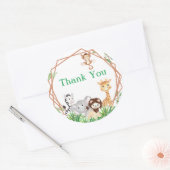 Sticker Rond Merci Safari, Anniversaire Jungle, Douche (Enveloppe)