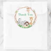 Sticker Rond Merci Safari, Anniversaire Jungle, Douche (Sac)