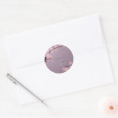 Sticker Rond Merci Sceau violet rose cerisier fleurie Mariage (Enveloppe)