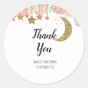 Sticker Rond Merci scintillant d'or