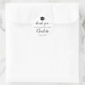 Sticker Rond Merci Script Black Grad Graduation Party Favoriser (Sac)