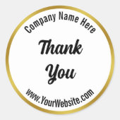 Sticker Rond Merci Script Black White Gold Nom commercial (Devant)