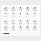 Sticker Rond Merci Script Blue Grad Grad Graduation Party Favor (Feuille)