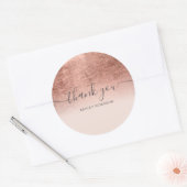 Sticker Rond Merci script blush rose or foil ombre (Enveloppe)