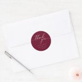 Sticker Rond Merci script bourgogne simple noms date (Enveloppe)