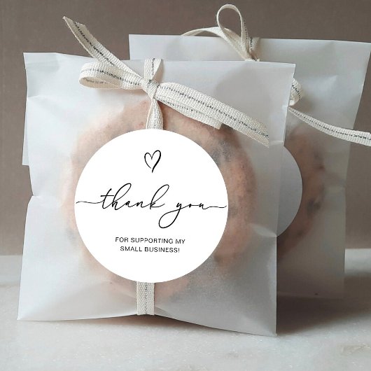 Sticker Rond Merci Script Heart Petite entreprise