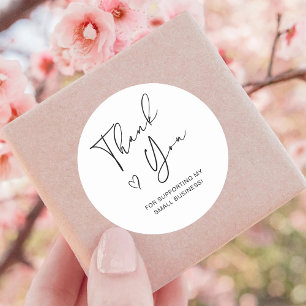 Sticker Rond Merci Script Heart Petite entreprise