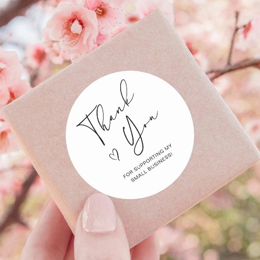 Sticker Rond Merci Script Heart Petite entreprise