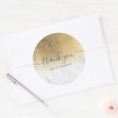 Sticker Rond Merci script marbre chic or foil ombre (Enveloppe)