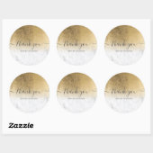 Sticker Rond Merci script marbre chic or foil ombre (Feuille)
