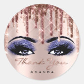 Sticker Rond Merci Script Marine Maquillage Rose Eyelash 3D gou (Devant)