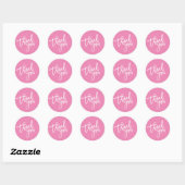 Sticker Rond MERCI script moderne type emballage rose bonbon (Feuille)