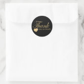 Sticker Rond Merci - Script noir et or (Sac)