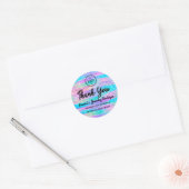 Sticker Rond Merci Script Nom Web Traces Mermaid bleu (Enveloppe)