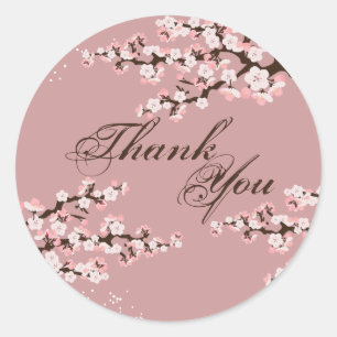 Sticker Rond Merci Seal - Dusty Rose Cherry Blossom Mariage