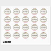 Sticker Rond Merci Shabby Chic Rose Floral Farm Boutique (Feuille)