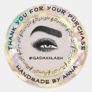 Sticker Rond Merci Shop Maquillage Artiste Lash Studio Rose de