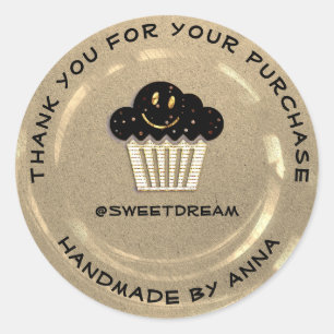 Sticker Rond Merci Shop Mermaid Muffin Ivory Kraft Smile