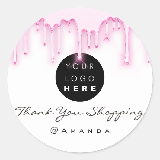 Sticker Rond Merci Shopping Nom Logo Livres blancs (Devant)