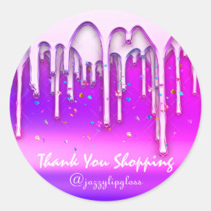 Sticker Rond Merci Shopping produit maquillage Lecteurs roses