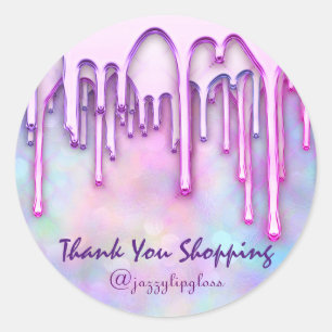 Sticker Rond Merci Shopping produit ongles Lip Holographe