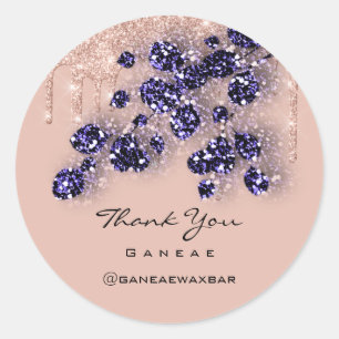 Sticker Rond Merci Shopping Rose Parties scintillant florale