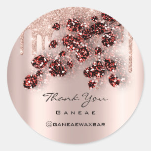 Sticker Rond Merci Shopping Rose Parties scintillant Spark Flor