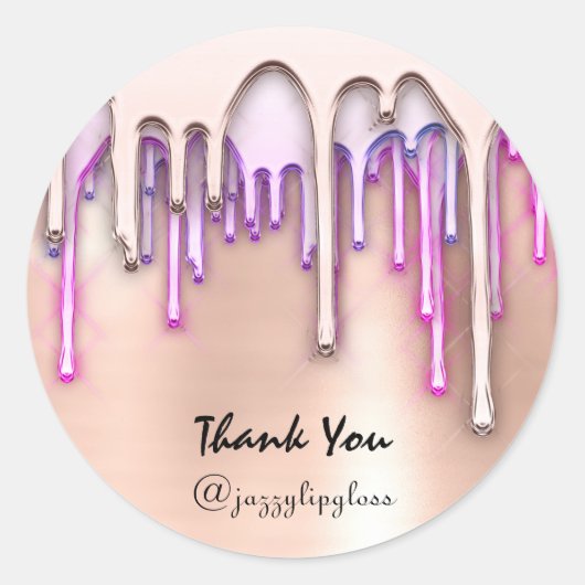 Sticker Rond Merci Shopping Vacances Pink Drives Rose (Devant)