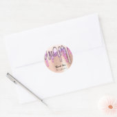 Sticker Rond Merci Shopping Vacances Pink Drives Rose (Enveloppe)