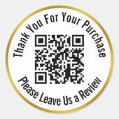 Sticker Rond Merci S'il vous plaît laisser une évaluation Gold  (Devant)