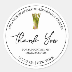 Sticker Rond Merci simple à la maison Asparagus Pickle Étiquett