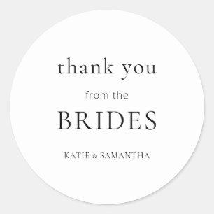 Sticker Rond Merci simple de la Mariage lesbienne mariées