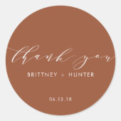 Sticker Rond Merci simple Élégant Mariage Terracotta (Devant)
