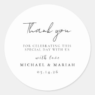 Sticker Rond Merci simple et élégant mariage préféré