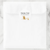 Sticker Rond Merci simple Faux Gold Stork ! Baby shower (Sac)
