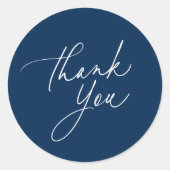 Sticker Rond Merci simple Marine Blue Calligraphie Script (Devant)