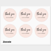 Sticker Rond Merci Simple Moderne Rose (Feuille)