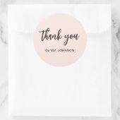 Sticker Rond Merci Simple Moderne Rose (Sac)
