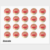 Sticker Rond Merci Small Business Name Gold Red Lips (Feuille)