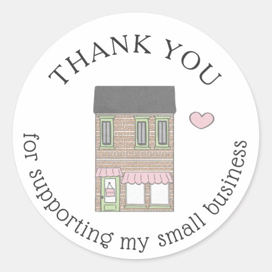 Sticker Rond Merci Small Business Shop Heart (Devant)