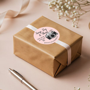 Sticker Rond Merci Snap, Tag & Share Social Media Caméra