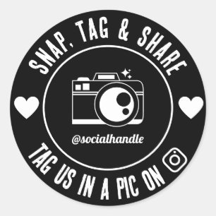 Sticker Rond Merci Snap, Tag & Share Social Media Caméra
