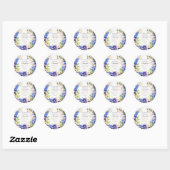 Sticker Rond Merci Something Blue: Fleur d'enfant et lin (Feuille)