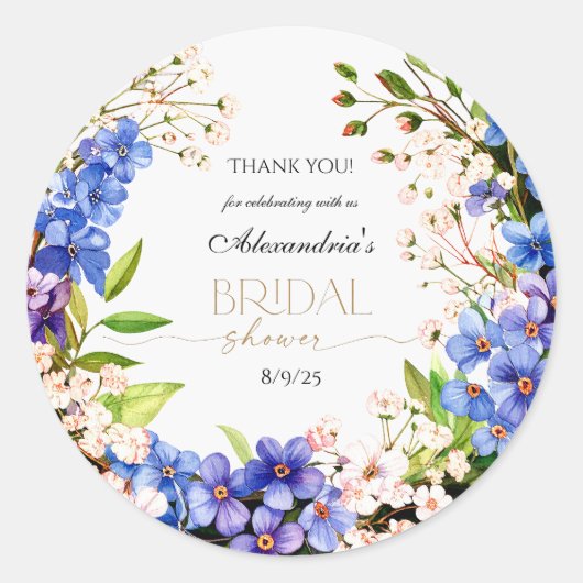 Sticker Rond Merci Something Blue: Fleur d'enfant et lin (Devant)